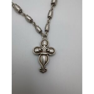 Brighton Blaire  Brushed Silver Cross Pendant Necklace 20"